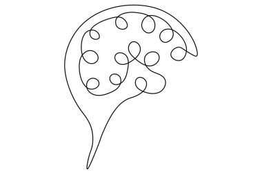 İnsan beyni, makas vektör illüstrasyon tasarımının kesintisiz tek çizgi çizimi