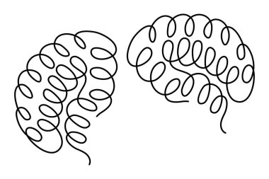 İnsan beyni, makas vektör illüstrasyon tasarımının kesintisiz tek çizgi çizimi