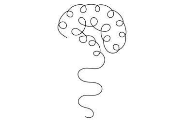 İnsan beyni, makas vektör illüstrasyon tasarımının kesintisiz tek çizgi çizimi