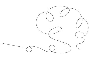 Beyaz arkaplan üzerinde Vektör çiziminin kesintisiz tek çizgi çizimi insan beyni