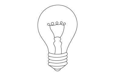 Kalp ikonu ana hatlı basit bir ampul çizgisi sanatı devam ediyor.
