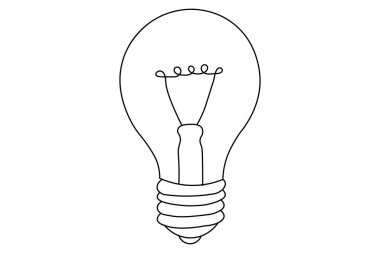 Kalp ikonu ana hatlı basit bir ampul çizgisi sanatı devam ediyor.