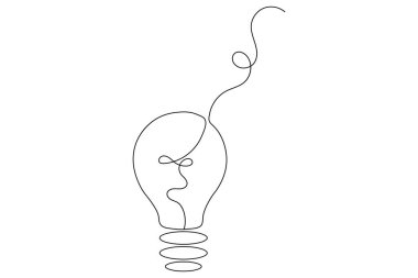 Kalp ikonu ana hatlı basit bir ampul çizgisi sanatı devam ediyor.