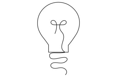 Kalp ikonu ana hatlı basit bir ampul çizgisi sanatı devam ediyor.