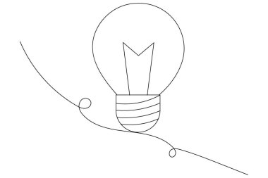 Kalp ikonu ana hatlı basit bir ampul çizgisi sanatı devam ediyor.