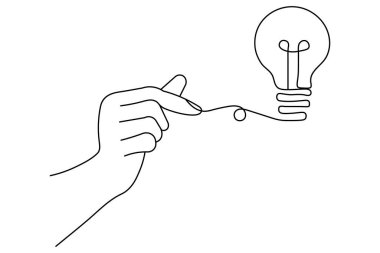 Kalp ikonu ana hatlı basit bir ampul çizgisi sanatı devam ediyor.