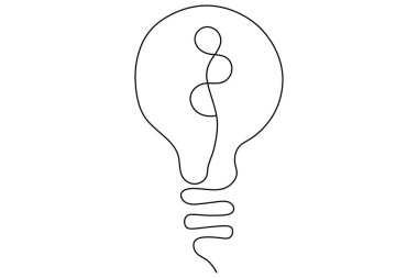 Kalp ikonu ana hatlı basit bir ampul çizgisi sanatı devam ediyor.