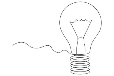 Aralıksız tek satır sanat lambası sembolü fikri ve yaratıcılık izole edilmiş ana hatlı vektör çizimi çizimi