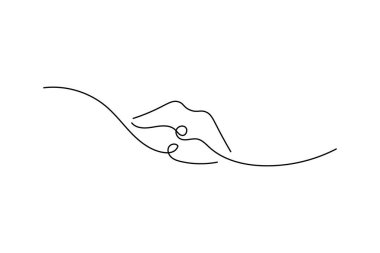 Dudak vektörünün basit çizimi sürekli tek çizgi sanatı