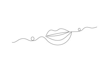 Dudak vektörünün basit çizimi sürekli tek çizgi sanatı