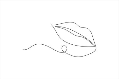 Aralıksız tek satır sanat ve dudak çizimi vektör çizimi