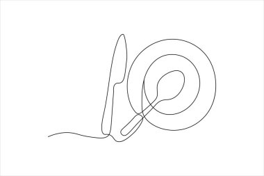 Çatal ve bıçak aralıksız olarak sanat çizgisi çizimi çatal bıçak vektör çizimi tasarımı silüeti