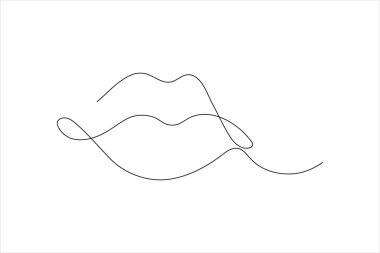 Bir çizgi aralıksız dudak sanatı Bir çizgi vektör illüstrasyon tasarımı