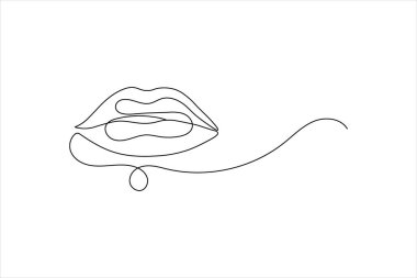 Dudak vektörünün basit çizimi sürekli tek çizgi sanatı