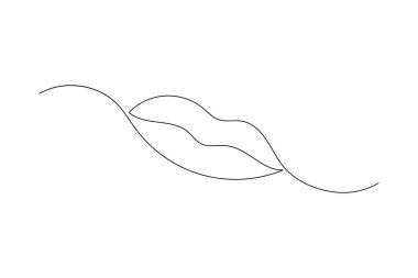 Dudak vektörünün basit çizimi sürekli tek çizgi sanatı