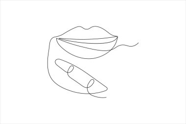 Aralıksız tek satır sanat ve dudak çizimi vektör çizimi