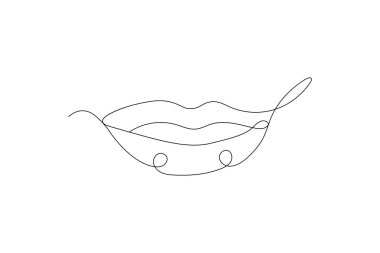 Aralıksız tek satır sanat ve dudak çizimi vektör çizimi