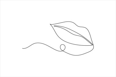 Aralıksız tek satır sanat ve dudak çizimi vektör çizimi