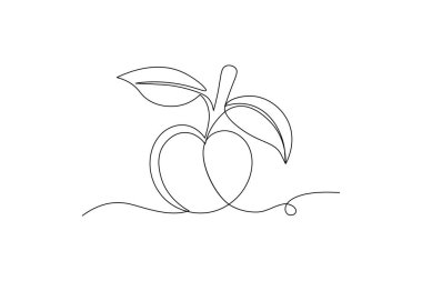 Apple aralıksız tek satır sanat ve meyveli özet beyaz arka planlı minimalist tasarım