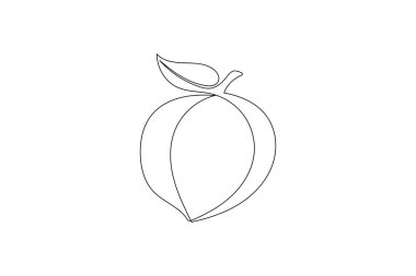 Apple aralıksız tek satır sanat ve meyveli özet beyaz arka planlı minimalist tasarım