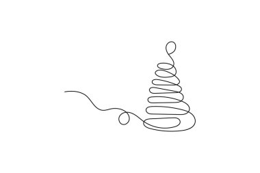 Aralıksız bir çizgi sevimli Noel ağacı ve yıldız eli çizilmiş vektör çizgisi minimalist tasarım