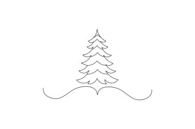 Aralıksız Tek Satırlık Sanat Yılbaşı Tasarım Elementleri Posta Kartı Çizim Premium Şablonu Vektör simgesi 