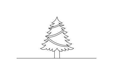 Aralıksız Tek Satırlık Sanat Yılbaşı Tasarım Elementleri Posta Kartı Çizim Premium Şablonu Vektör simgesi 