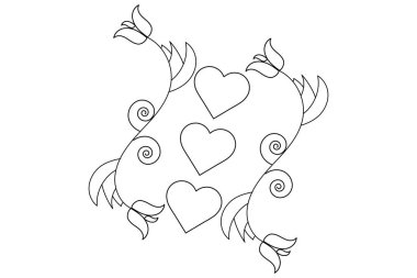 Aşk şekli tek çizgi sanat ve izole edilmiş minimalist ana hatlı vektör simgesi