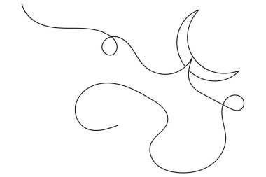 Bir adet sürekli çizgi uydusu ve izole edilmiş ana hatlı vektör çizimi yıldızları