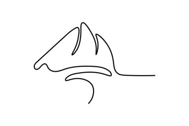 Dağ manzarası, insan gözü işaret ana hatları çizim vektör simgesi sanatının sürekli bir çizgisi.