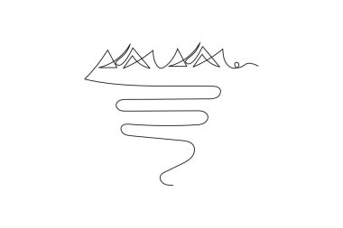 Dağ manzarası sürekli bir çizgi çizim sanatı