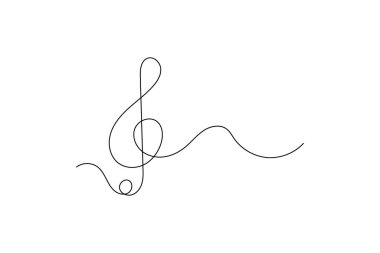 Soyut nota notaları ve vektör sanat çizimleri çizen kesintisiz bir satır