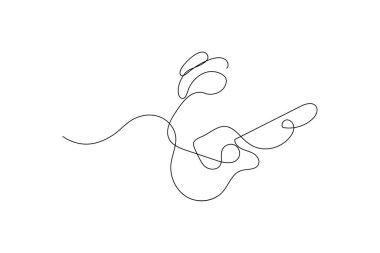 Soyut nota notaları ve vektör sanat çizimleri çizen kesintisiz bir satır