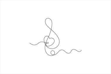 Soyut nota notaları ve vektör sanat çizimleri çizen kesintisiz bir satır