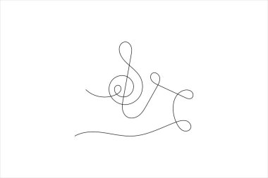 Soyut nota notaları ve vektör sanat çizimleri çizen kesintisiz bir satır