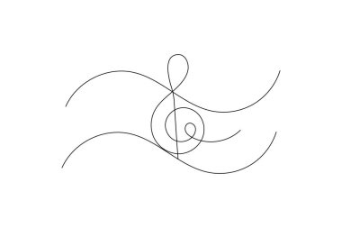 Soyut nota notaları ve vektör sanat çizimleri çizen kesintisiz bir satır