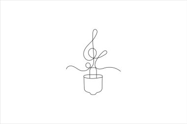 Soyut nota notaları ve vektör sanat çizimleri çizen kesintisiz bir satır