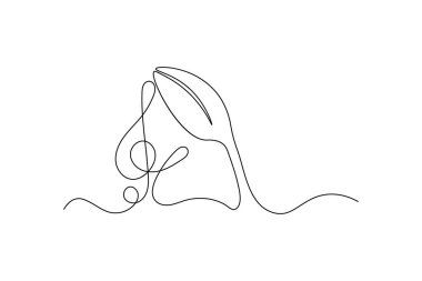 Soyut nota notaları ve vektör sanat çizimleri çizen kesintisiz bir satır