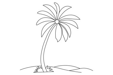 Palmiye ağacı aralıksız tek çizgi sanat vektörü çizimi