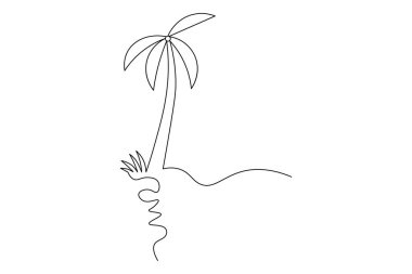 Palmiye ağacı aralıksız tek çizgi sanat vektörü çizimi