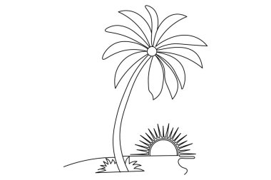 Beyaz arkaplanda çizgi biçiminde tek çizgi sanatı ve çizim vektörü