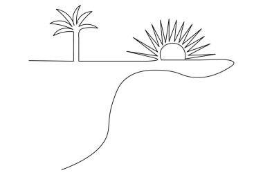Beyaz arkaplanda çizgi biçiminde tek çizgi sanatı ve çizim vektörü