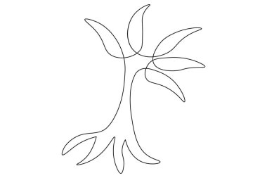 Beyaz arkaplanda çizgi biçiminde tek çizgi sanatı ve çizim vektörü