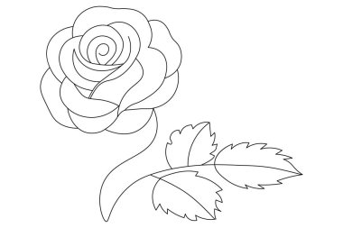 Gül çiçeği sürekli bir çizgi sanat ve izole edilmiş minimalist tasarım beyaz arkaplan 