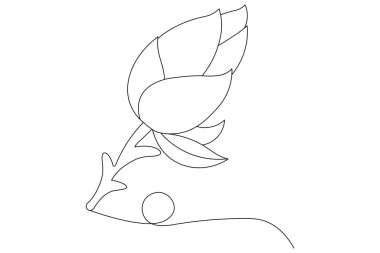  Gül çiçeği makas vektör illüstrasyon tasarımının sürekli bir çizimi