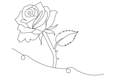  Gül çiçeği makas vektör illüstrasyon tasarımının sürekli bir çizimi