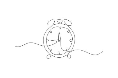 Minimalist saat simgesi tek satır sanat izole edilmiş tasarım