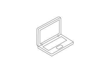 Dizüstü bilgisayarda bir dizüstü bilgisayar çizimi ve vektör çizimi