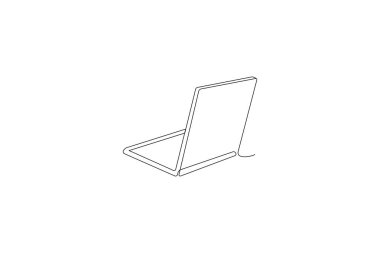 Dizüstü bilgisayar ikonu vektör çizimi sürükleyici ve izole edilmiş ana hat tasarım sanatının sürekli bir çizgisi