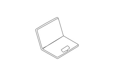 Siyah beyaz minimalist vektör simgesinin dizüstü bilgisayarı.
